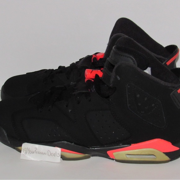 Nike Air Jordan 6 VI Retro Infrared Black 384665-023 Size 7Y Womens Size 8.5 - Picture 2 of 9